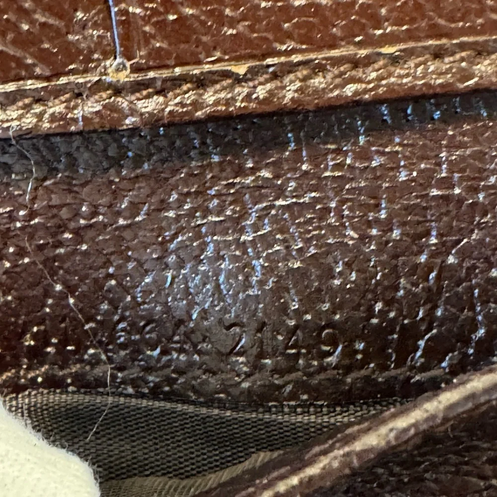 Gucci Signature Tan and Brown Canvas Monogram Bi Fold Wallet